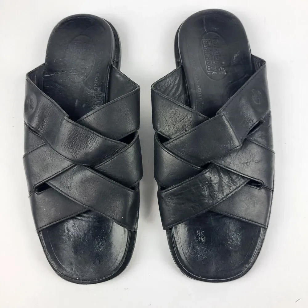 Vintage Timberland Smart Leather Slide Sandals Slip On Men's Size 12M Black